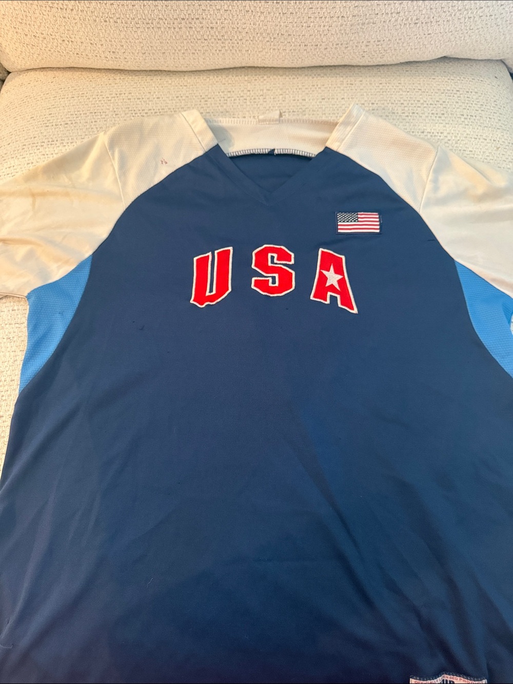 Oster Navy and White Athletic Jersey with Light Blue Accents